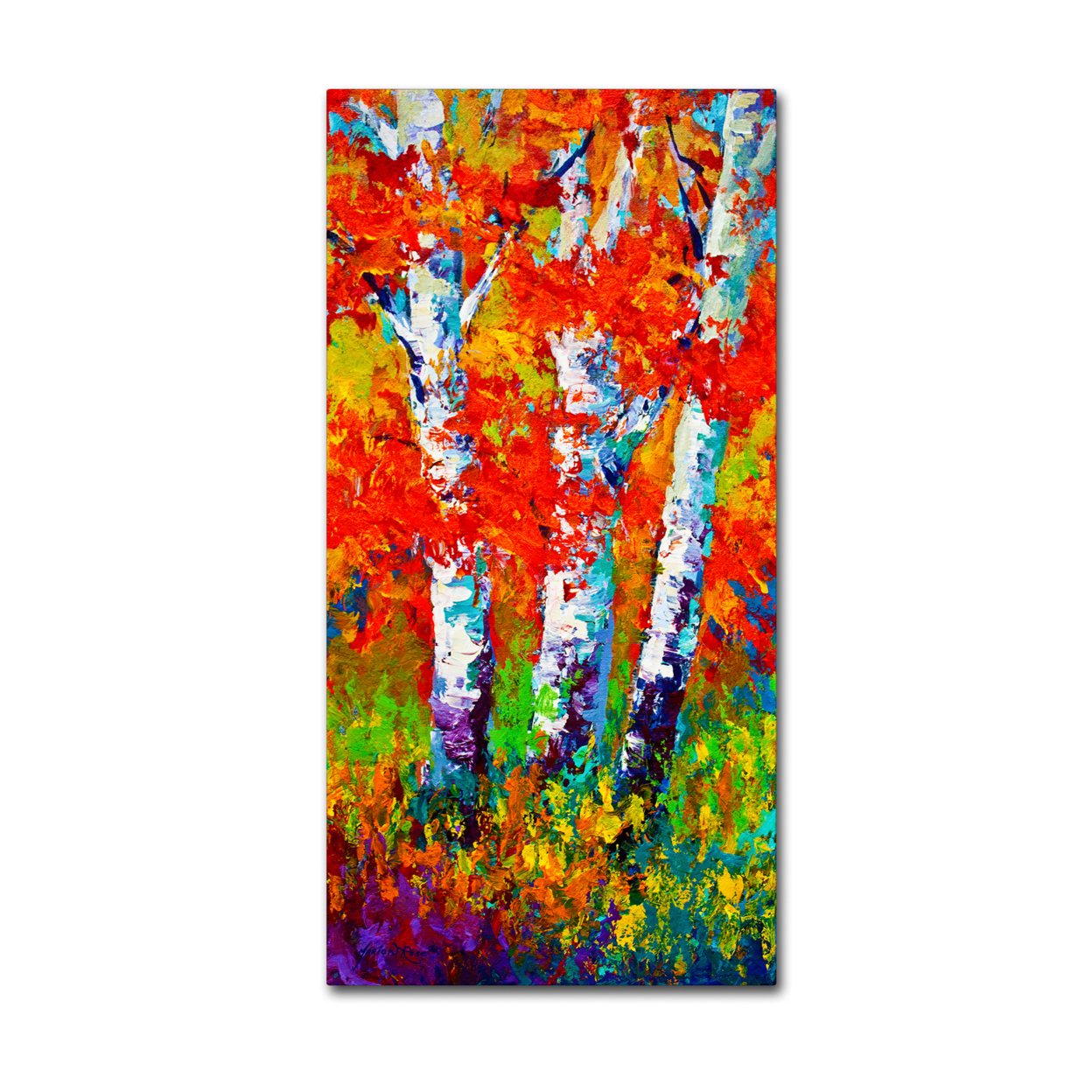 Marion Rose 'Birch Three' Ready To Hang Canvas Art 12 X 24 Inches Made In USA