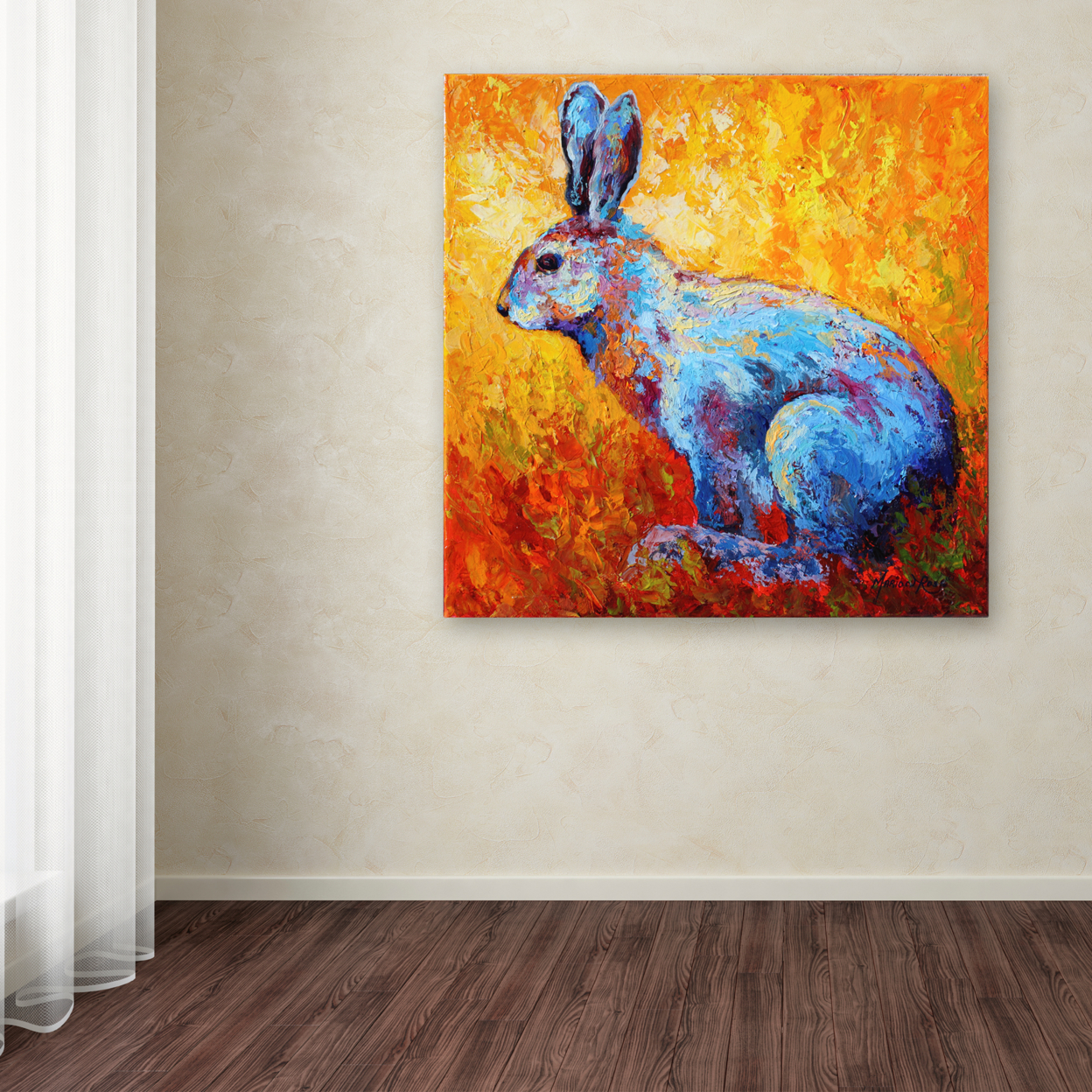 Marion Rose 'Bunnie (krabbit)' Ready To Hang Canvas Art 14 X 14 Inches Made In USA