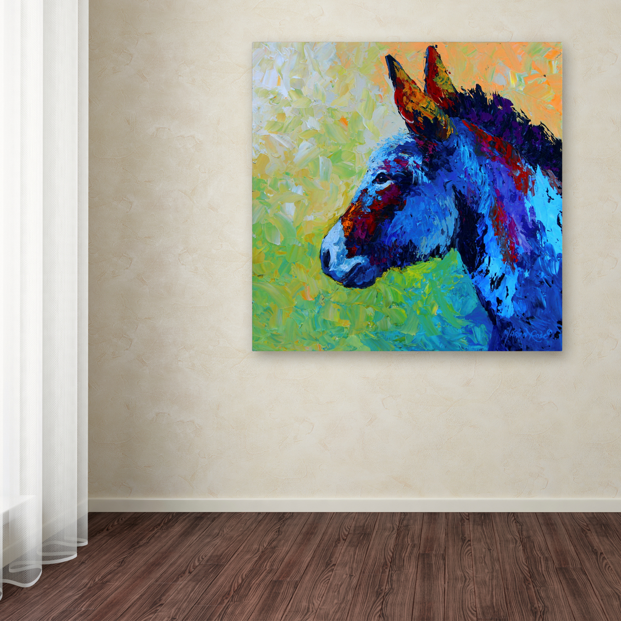 Marion Rose 'Burro' Ready To Hang Canvas Art 14 X 14 Inches Made In USA