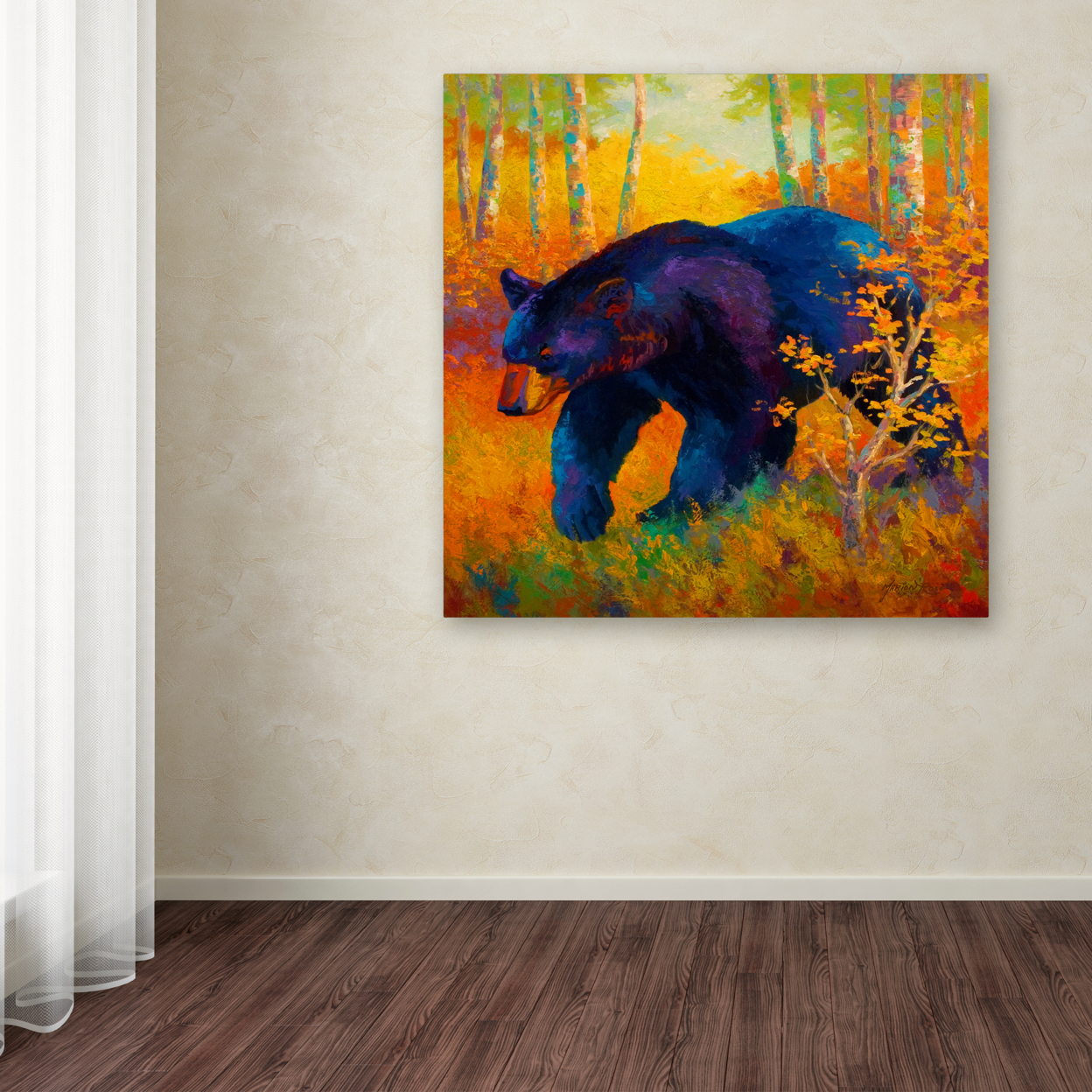 Marion Rose 'In To Spring Black Bear' Ready To Hang Canvas Art 14 X 14 Inches Made In USA
