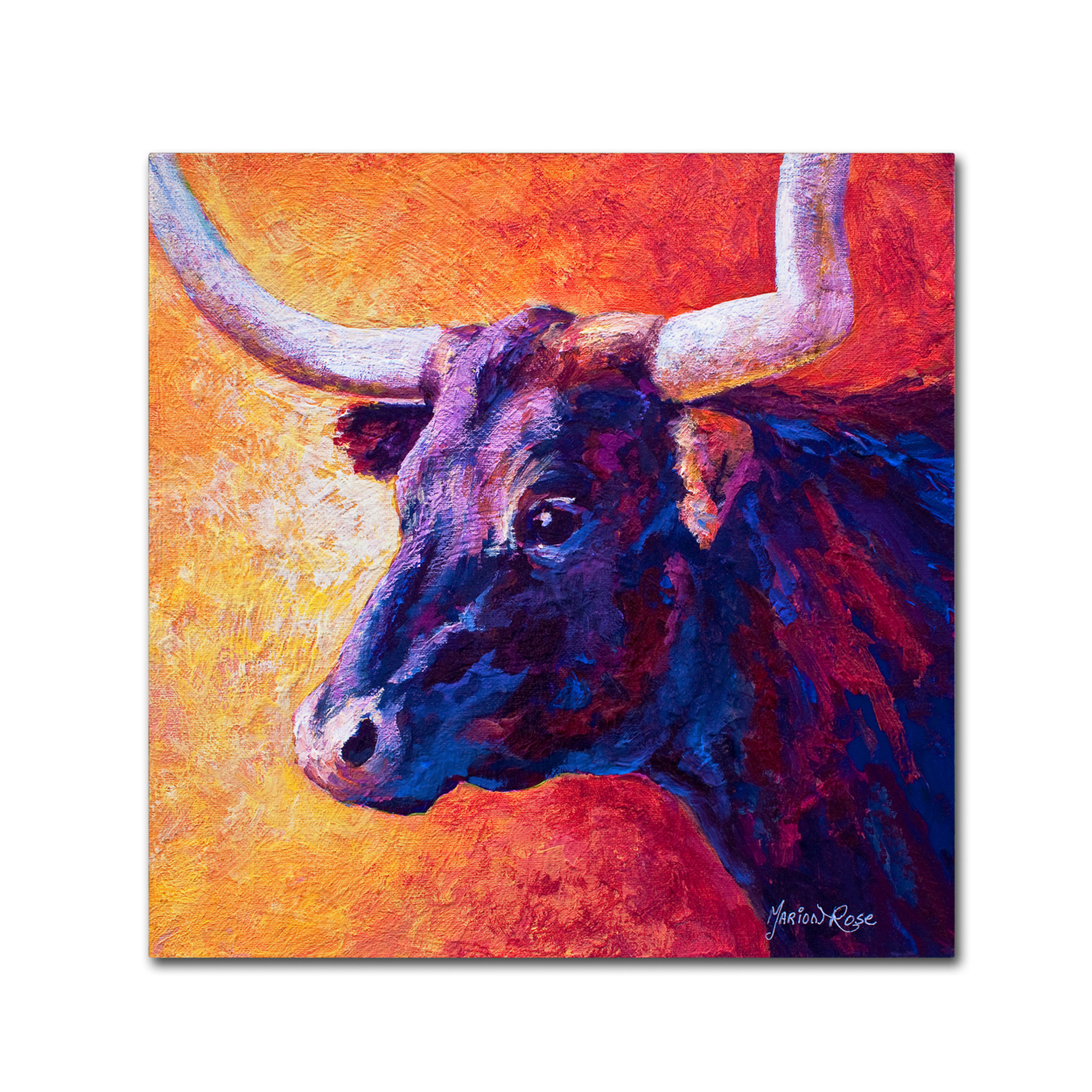 Marion Rose 'Violet Cow' Ready To Hang Canvas Art 14 X 14 Inches Made In USA