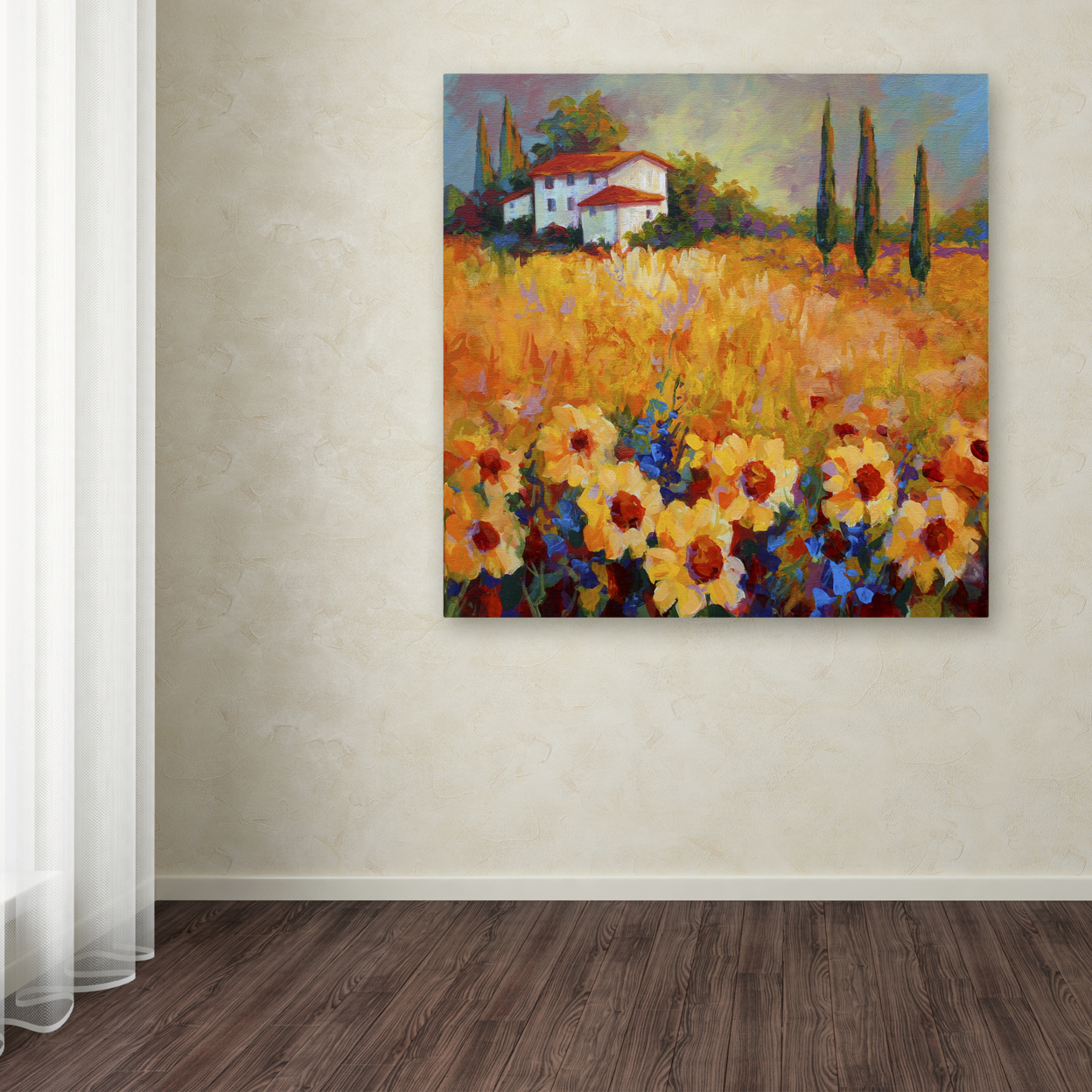 Marion Rose 'Tuscan Sunflowers' Ready To Hang Canvas Art 14 X 14 Inches Made In USA