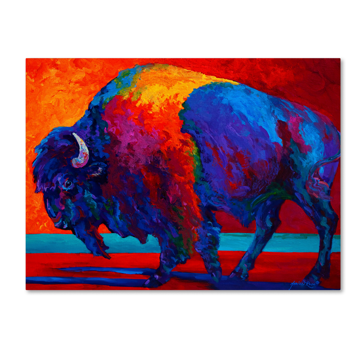 Marion Rose 'Abstract Bison' Ready To Hang Canvas Art 14 X 19 Inches Made In USA