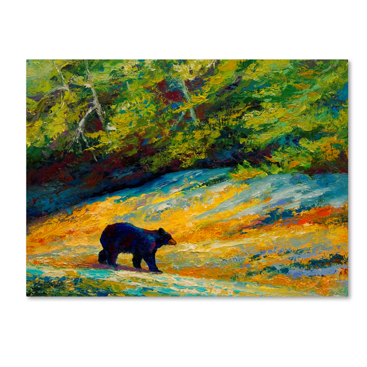 Marion Rose 'Beach Lunch Black Bear' Ready To Hang Canvas Art 14 X 19 Inches Made In USA