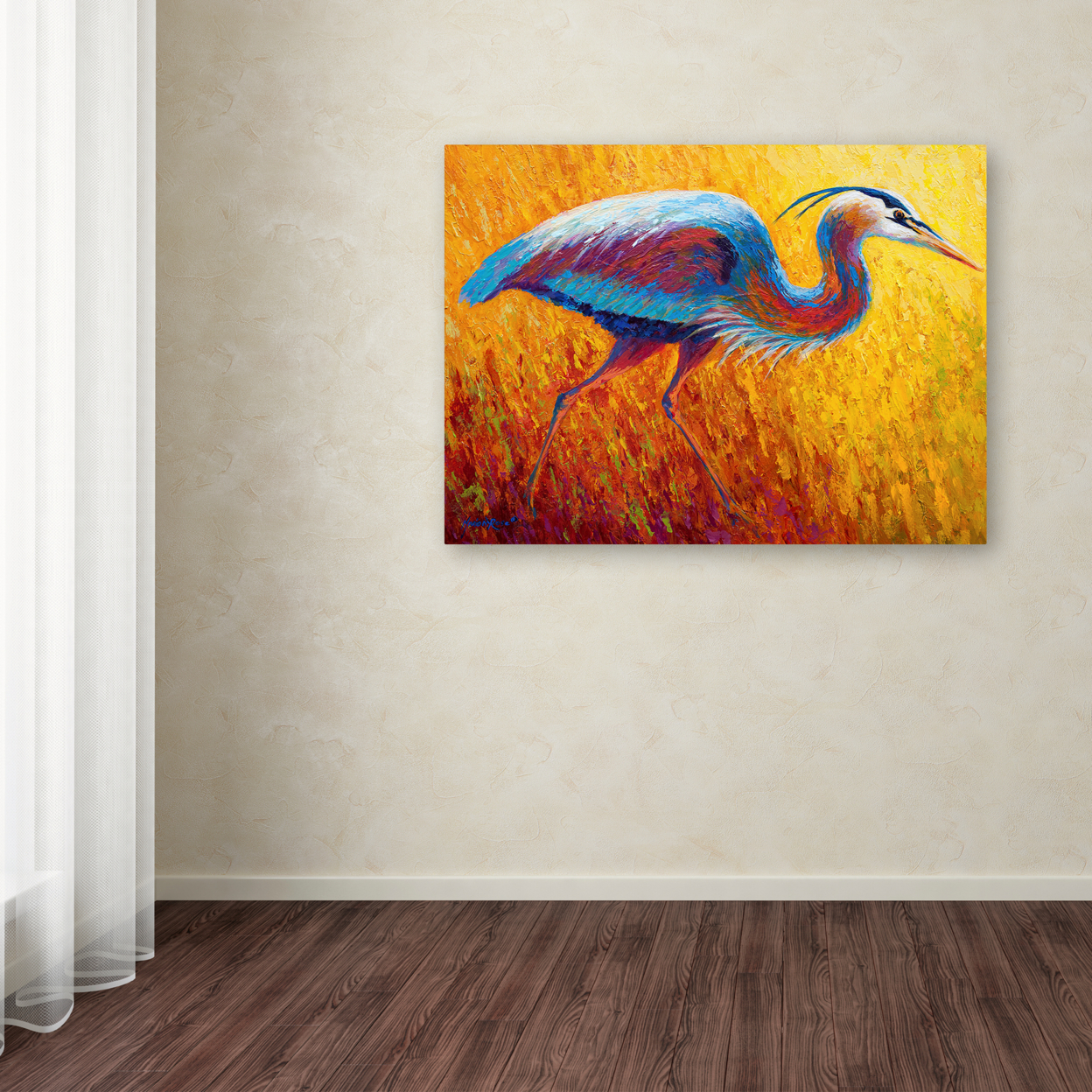 Marion Rose 'Blue Heron 2' Ready To Hang Canvas Art 14 X 19 Inches Made In USA