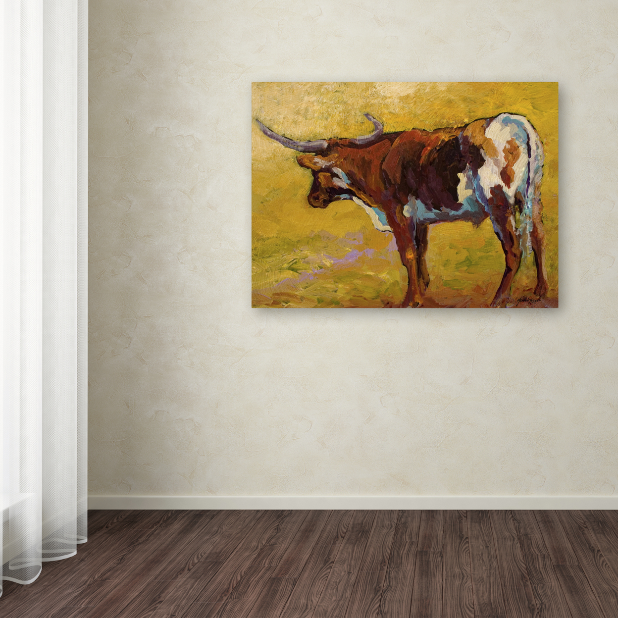 Marion Rose 'Longhorn Back Portrait' Ready To Hang Canvas Art 14 X 19 Inches Made In USA