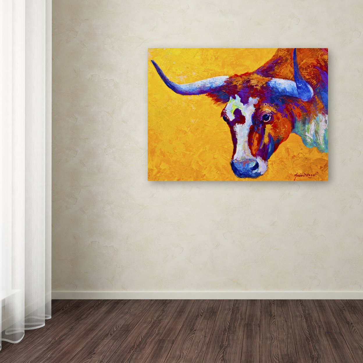 Marion Rose 'Longhorn Portrait' Ready To Hang Canvas Art 14 X 19 Inches Made In USA