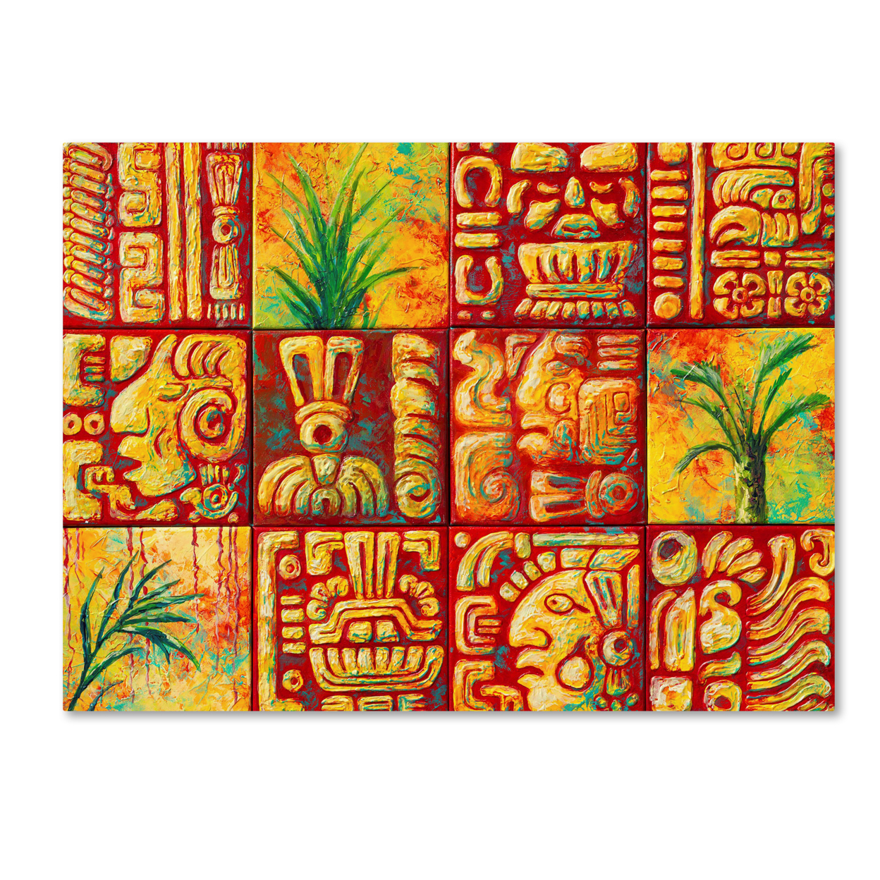 Marion Rose 'Mayan Tiles' Ready To Hang Canvas Art 14 X 19 Inches Made In USA