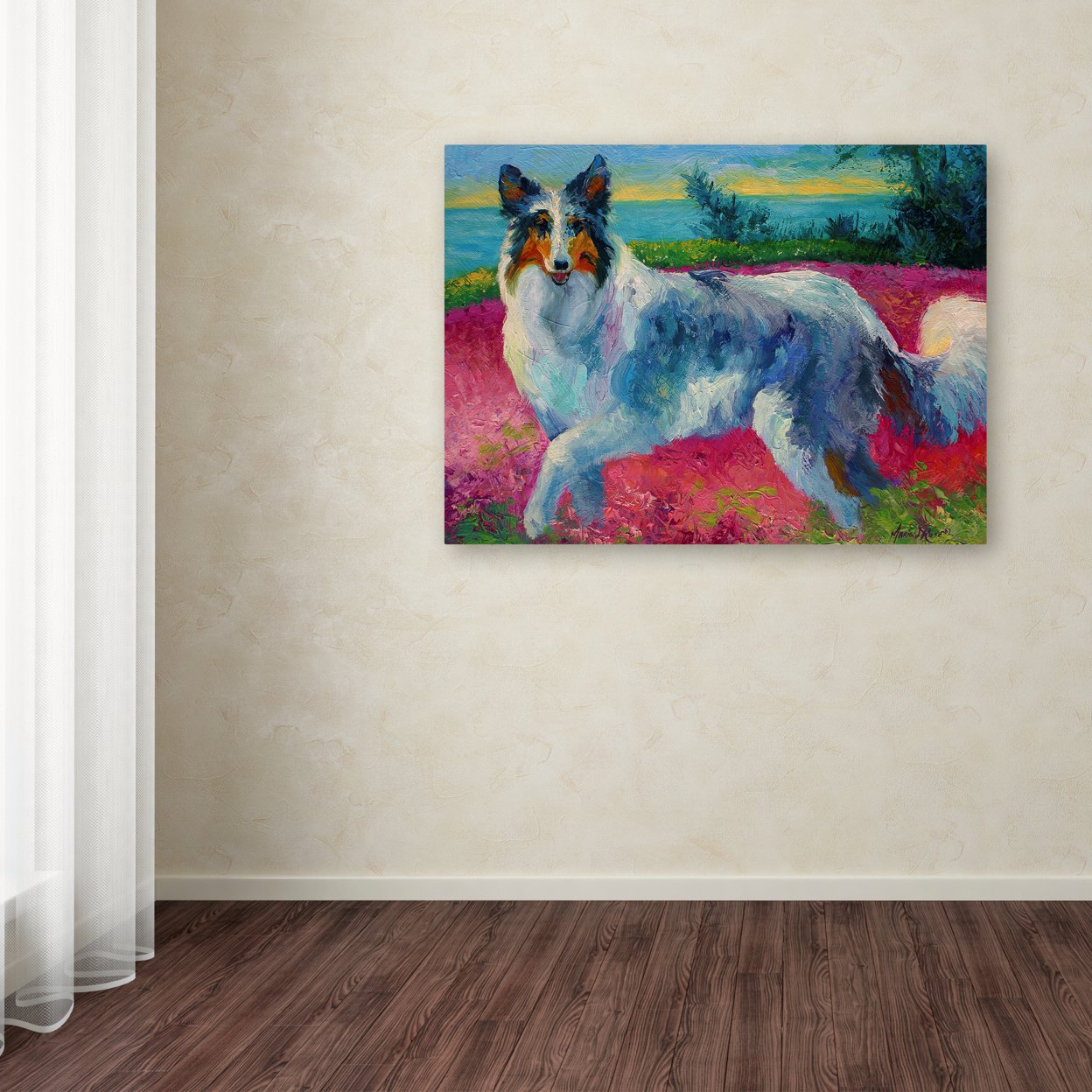Marion Rose 'Mony Collie' Ready To Hang Canvas Art 14 X 19 Inches Made In USA