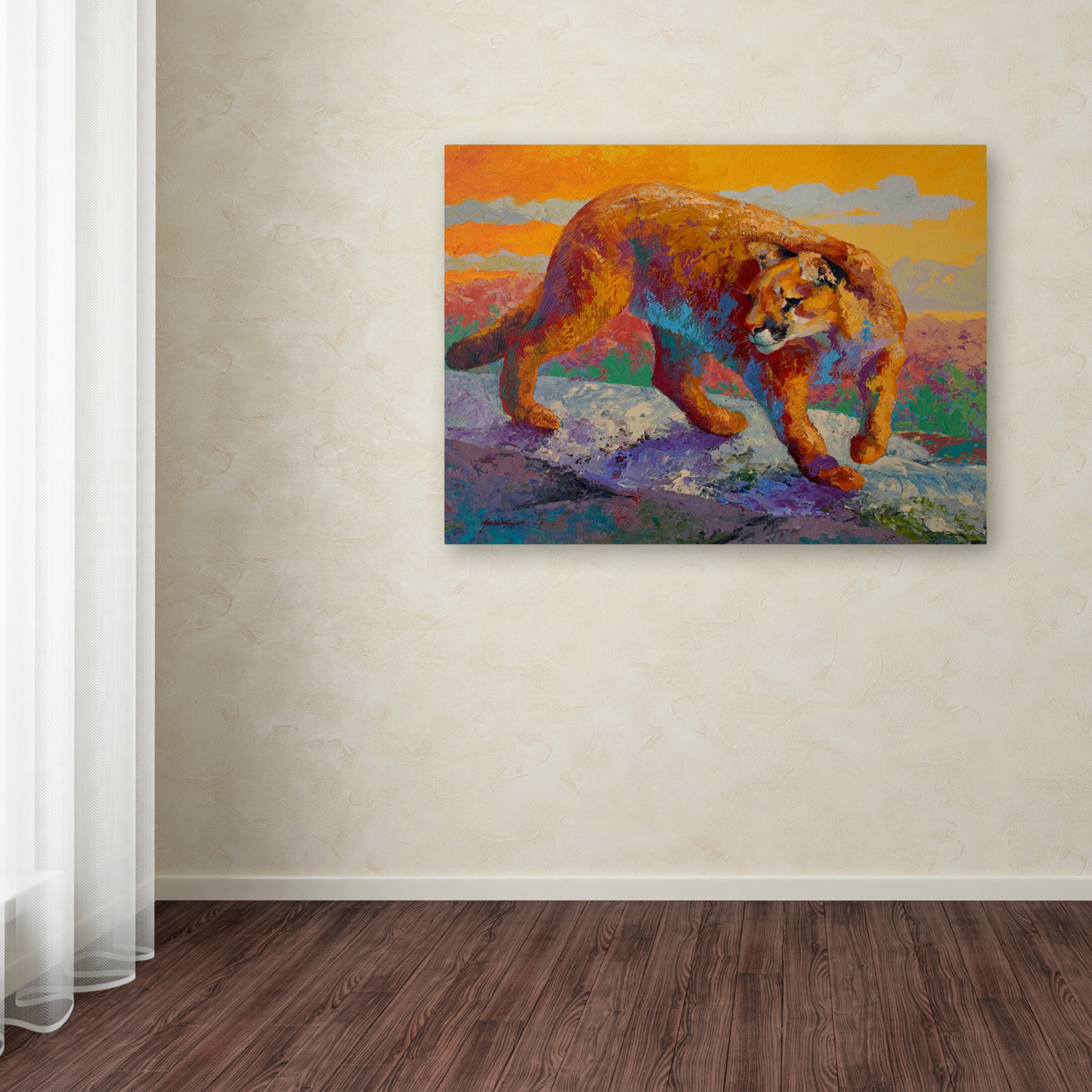 Marion Rose 'Ridge Cougar' Ready To Hang Canvas Art 14 X 19 Inches Made In USA