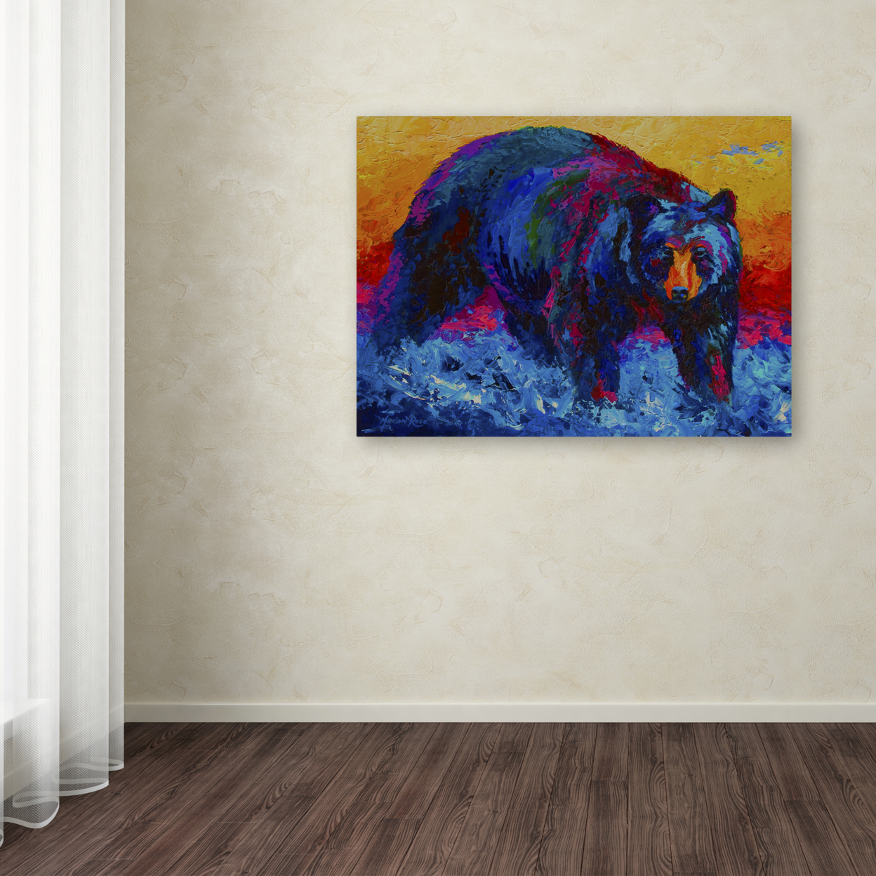 Marion Rose 'Scouting Fish Black Bear' Ready To Hang Canvas Art 14 X 19 Inches Made In USA