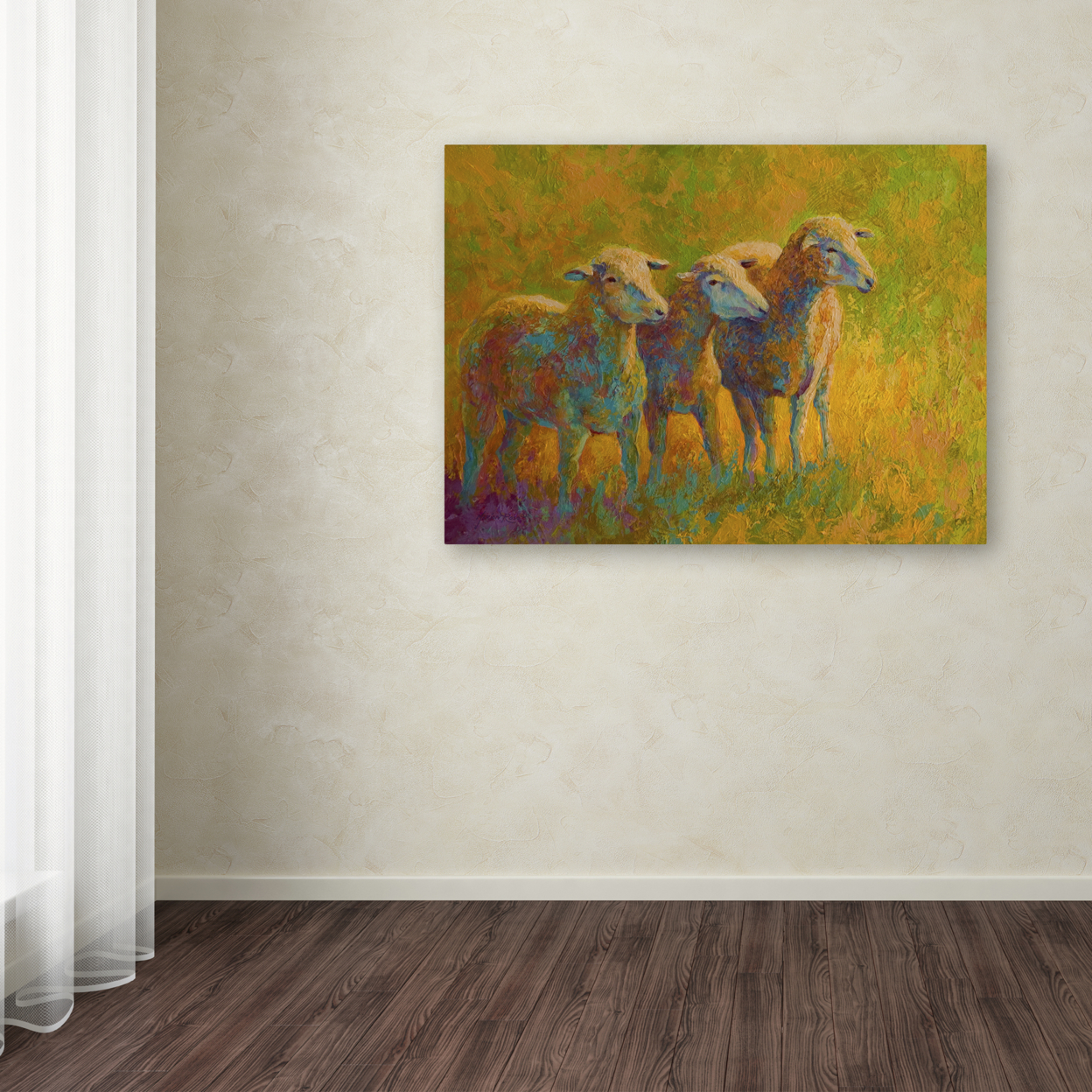 Marion Rose 'Sheep Trio' Ready To Hang Canvas Art 14 X 19 Inches Made In USA