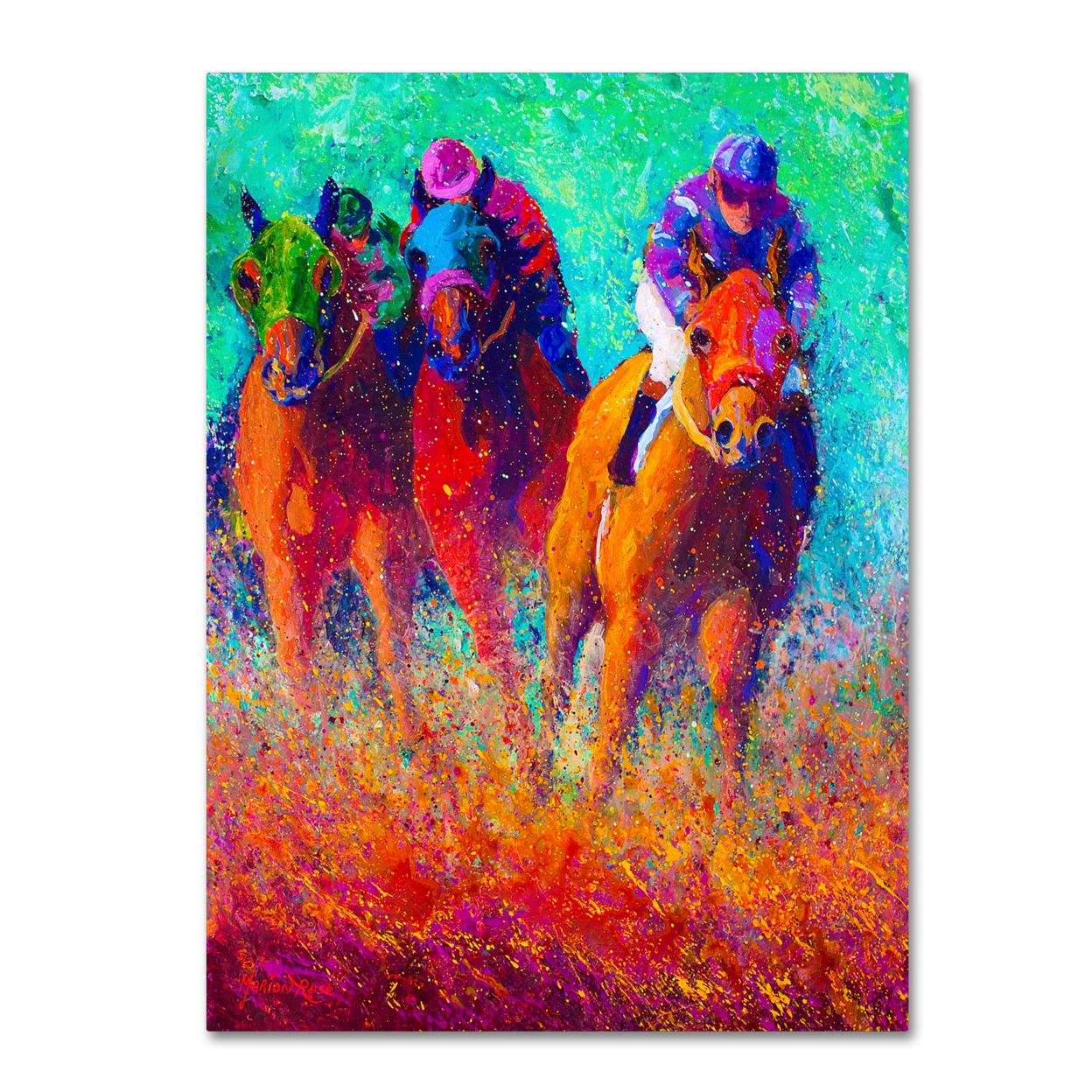 Marion Rose 'Thundering Hooves ' Ready To Hang Canvas Art 14 X 19 Inches Made In USA