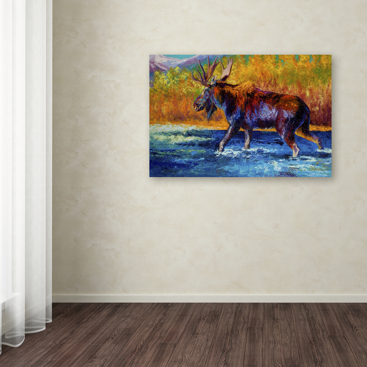 Marion Rose 'Autumns Glimpse Moose' Ready To Hang Canvas Art 16 X 24 Inches Made In USA