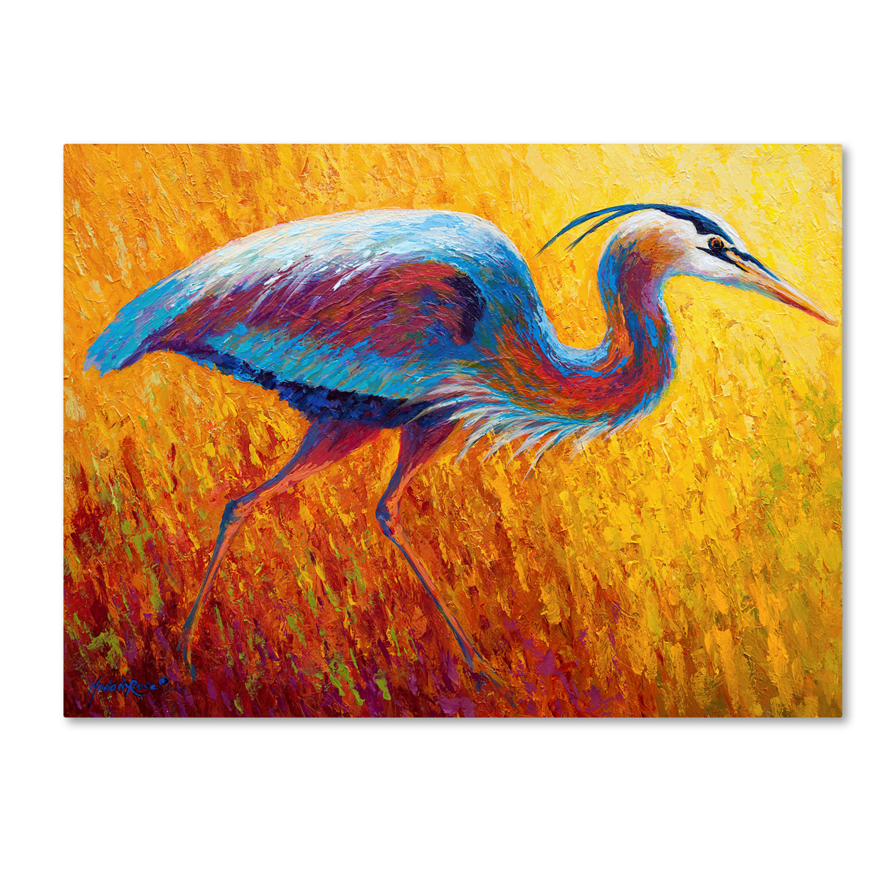 Marion Rose 'Blue Heron 2' Ready To Hang Canvas Art 18 X 24 Inches Made In USA