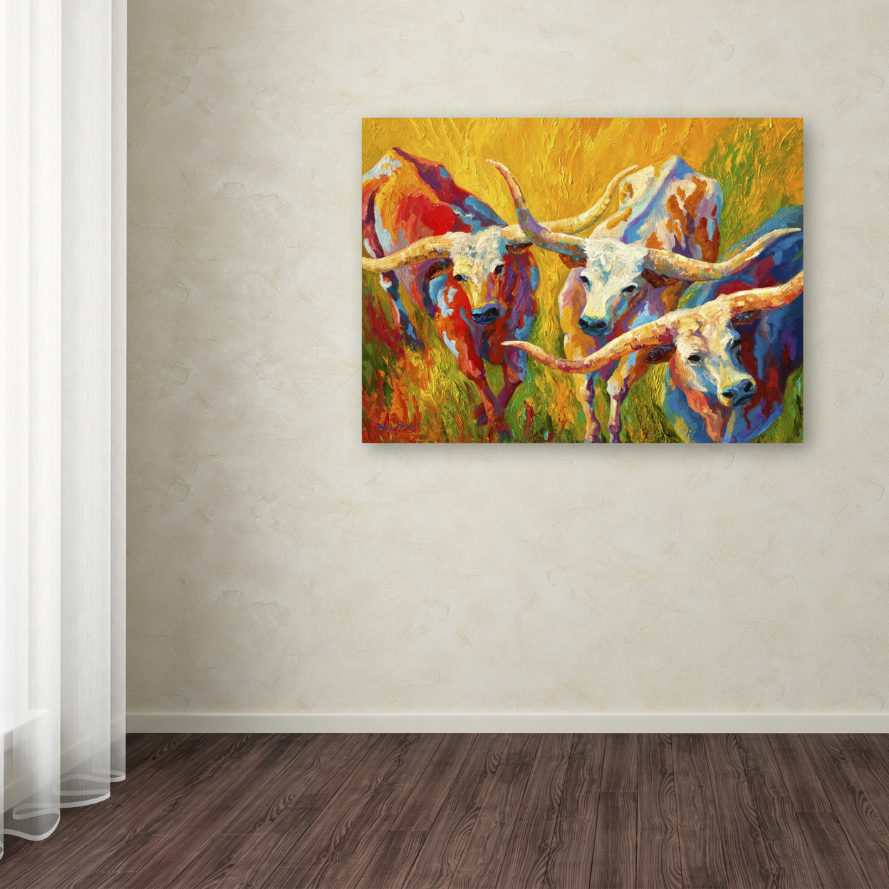 Marion Rose 'Dance Of The Longhorns' Ready To Hang Canvas Art 18 X 24 Inches Made In USA