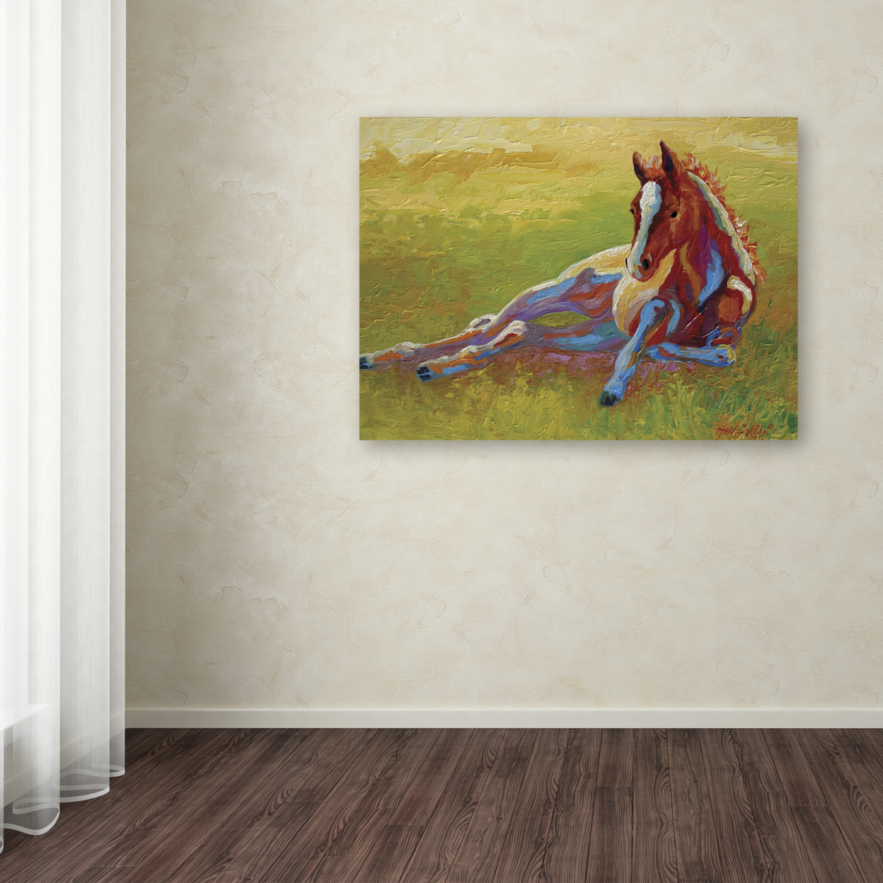 Marion Rose 'Foal Lying' Ready To Hang Canvas Art 18 X 24 Inches Made In USA