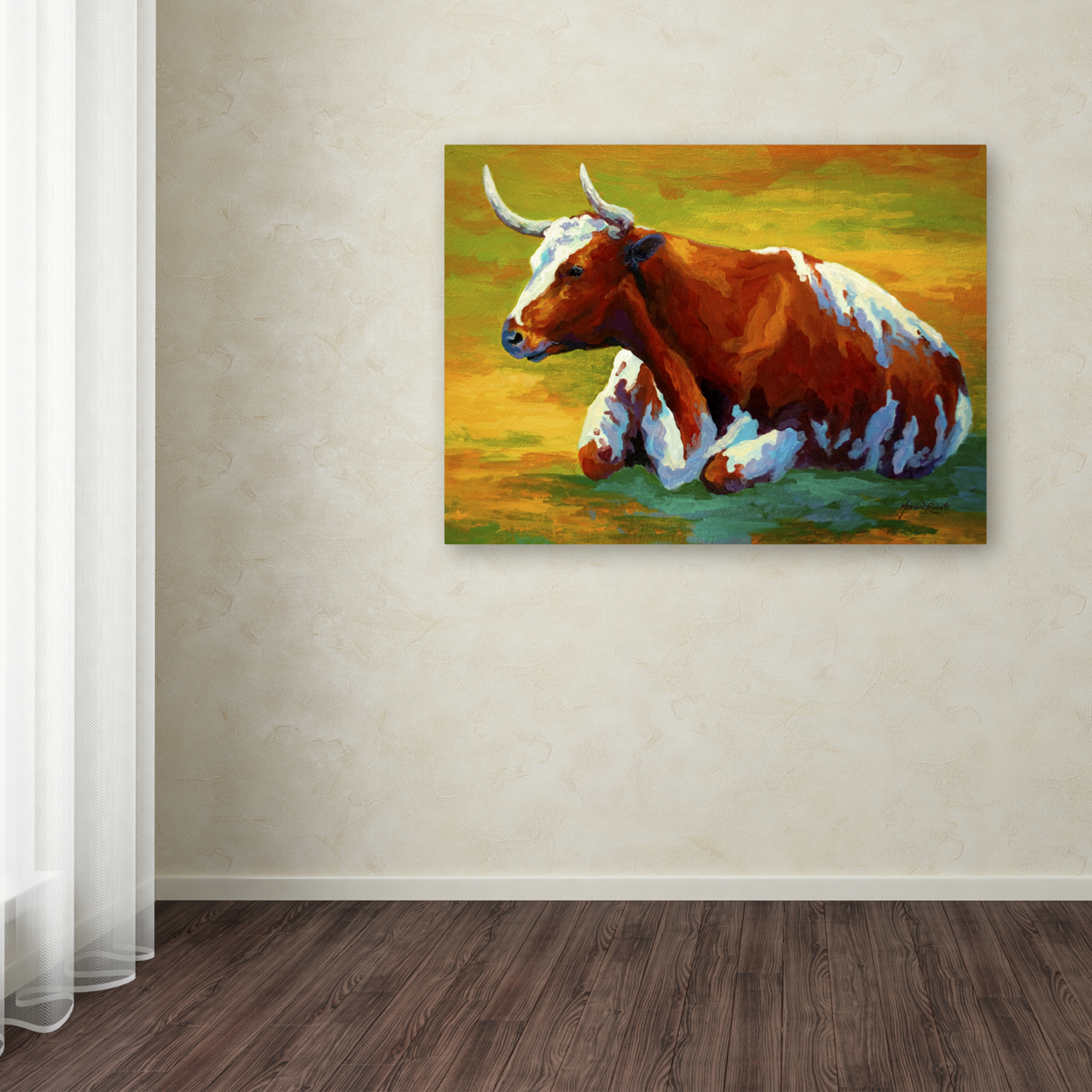 Marion Rose 'Longhorn Cow' Ready To Hang Canvas Art 18 X 24 Inches Made In USA