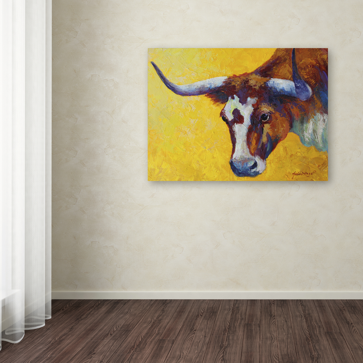 Marion Rose 'Longhorn Cow Study' Ready To Hang Canvas Art 18 X 24 Inches Made In USA