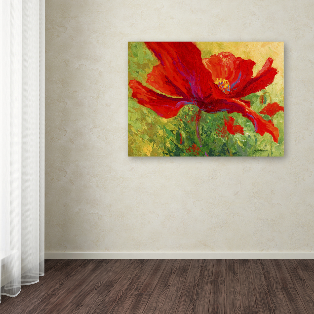 Marion Rose 'Red Poppy I' Ready To Hang Canvas Art 18 X 24 Inches Made In USA