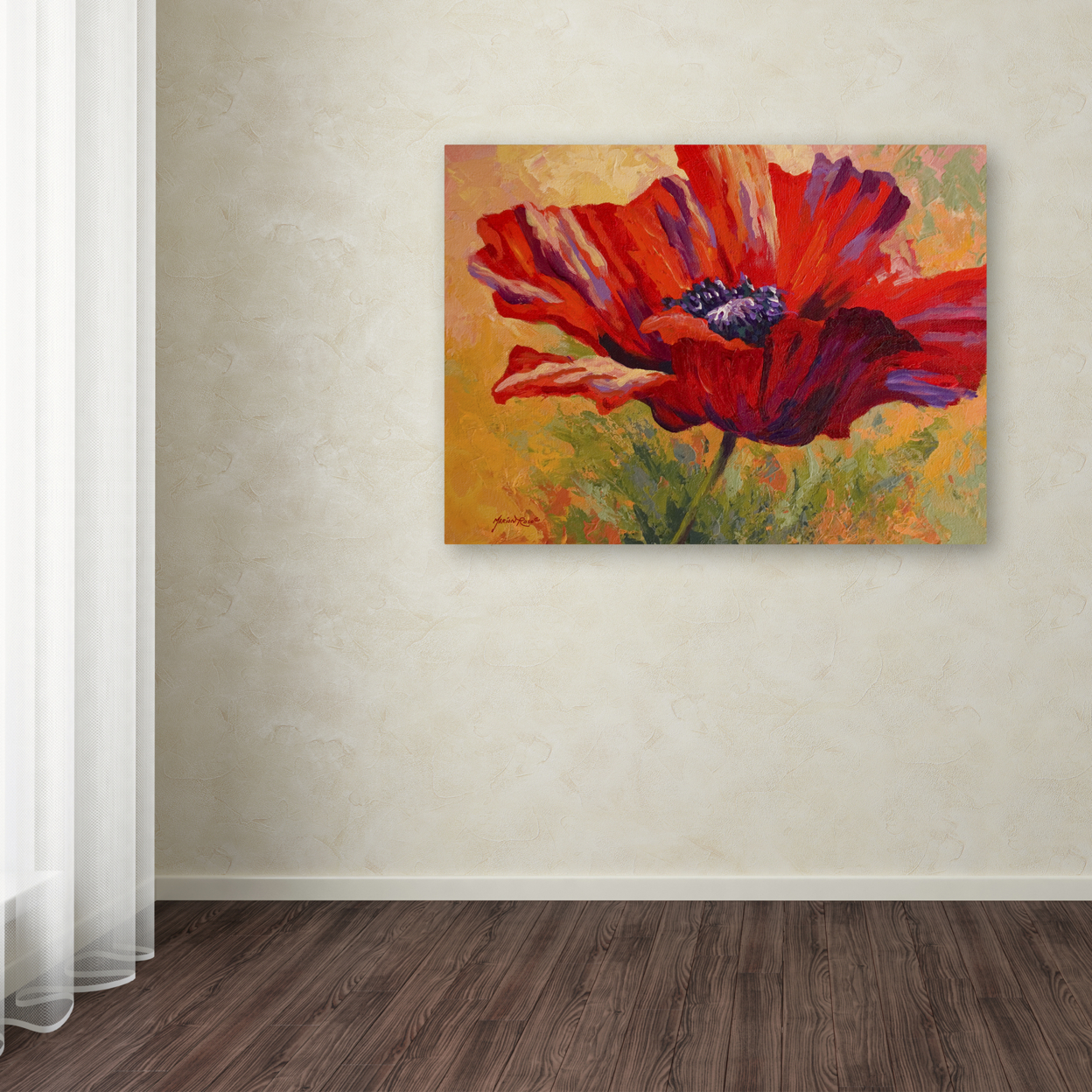 Marion Rose 'Red Poppy II' Ready To Hang Canvas Art 18 X 24 Inches Made In USA