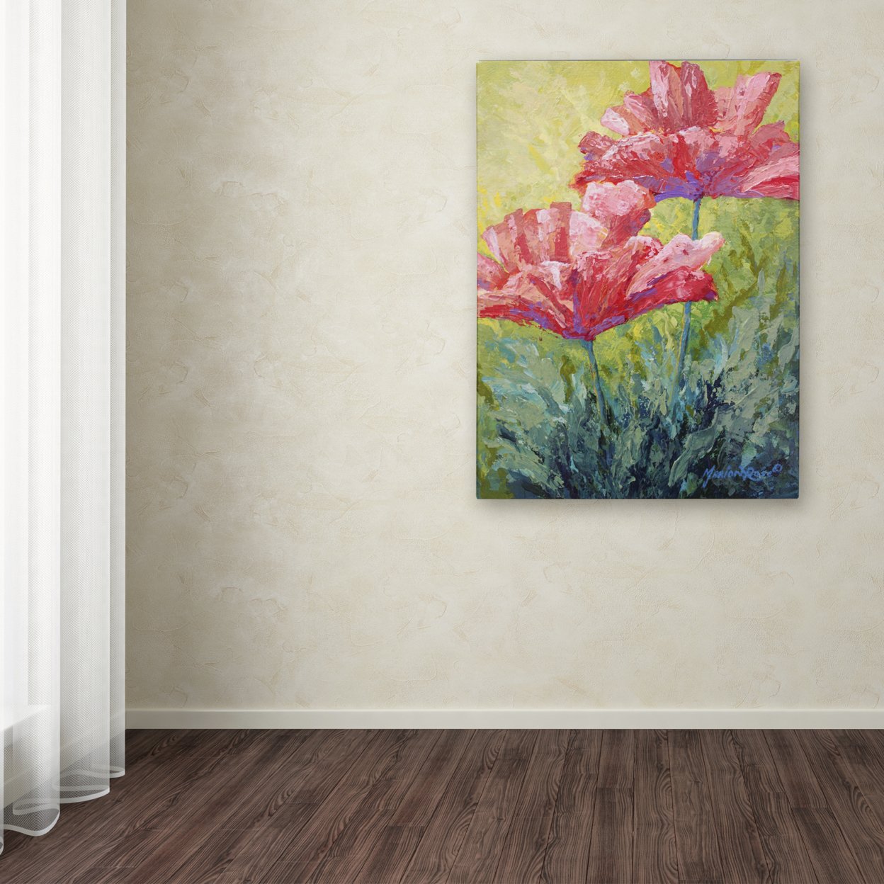 Marion Rose 'Two Red Poppies ' Ready To Hang Canvas Art 18 X 24 Inches Made In USA