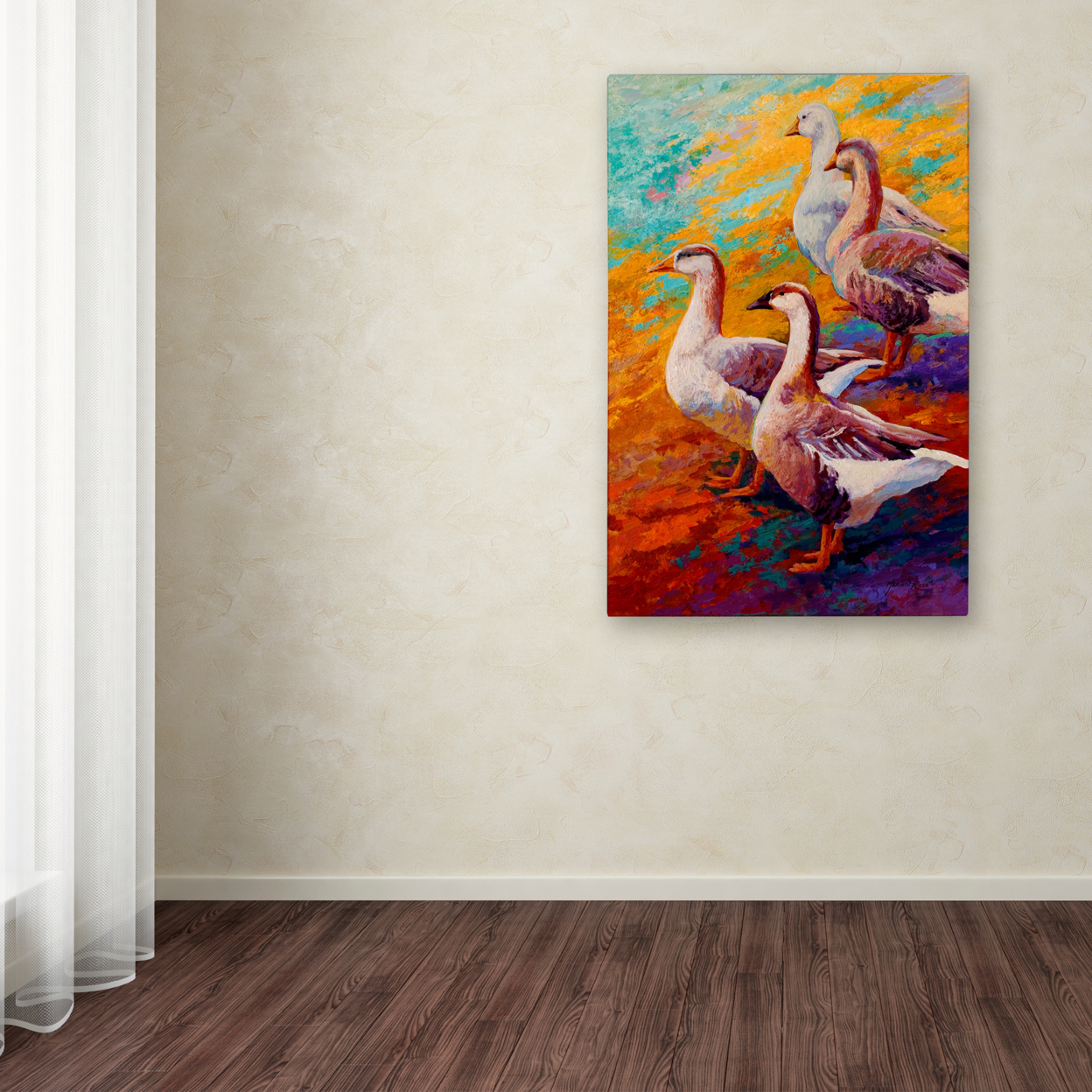 Marion Rose 'Gaggle Of 2' Ready To Hang Canvas Art 22 X 32 Inches Made In USA