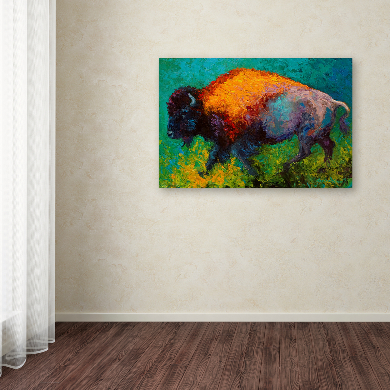 Marion Rose 'On The Run Bison' Ready To Hang Canvas Art 22 X 32 Inches Made In USA