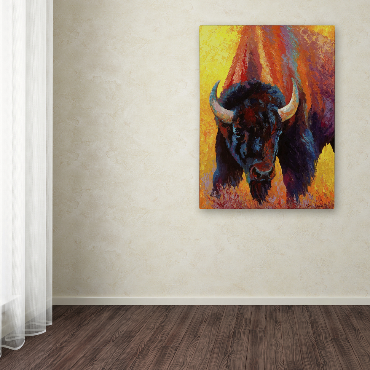 Marion Rose 'Back Off Bison' Ready To Hang Canvas Art 24 X 32 Inches Made In USA