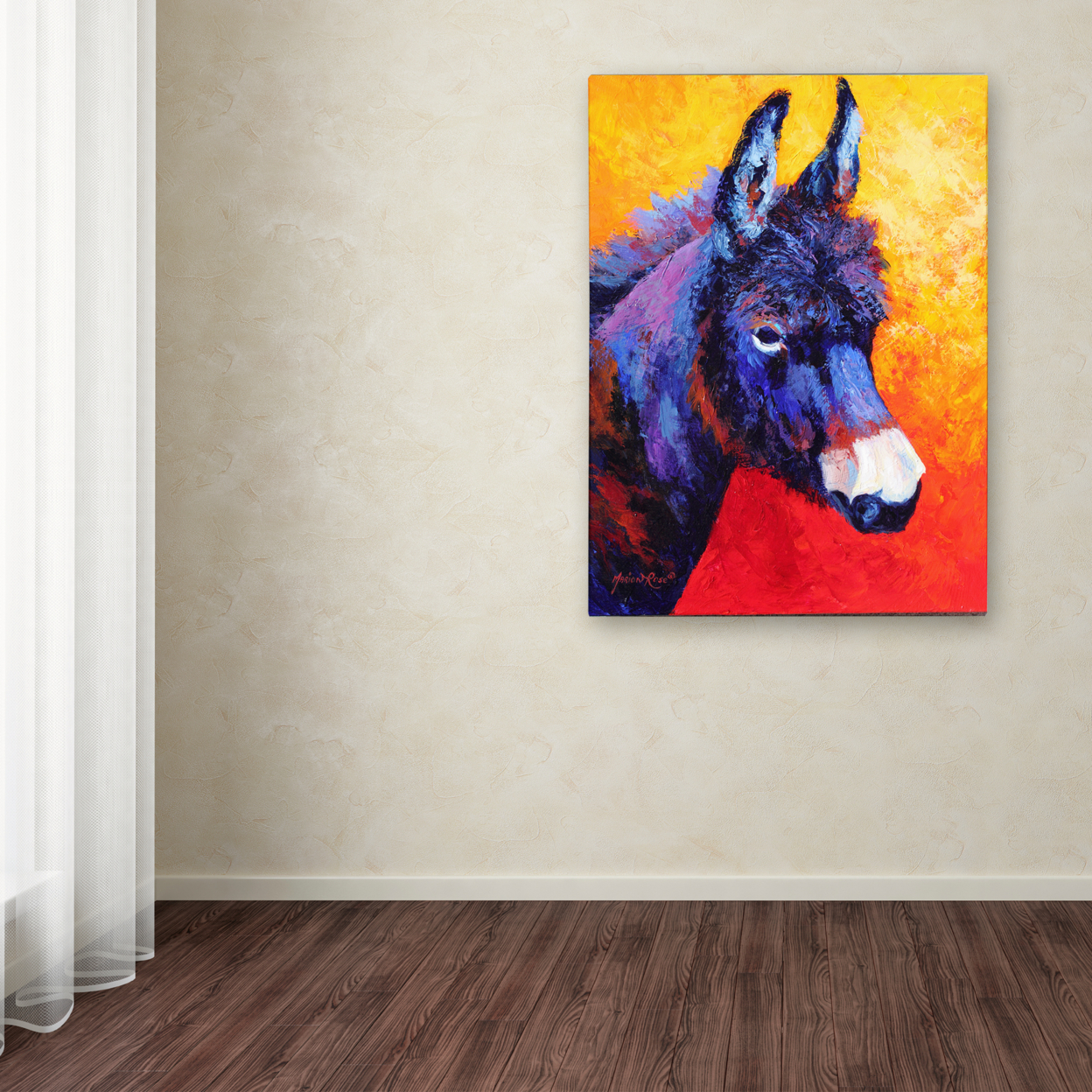 Marion Rose 'Donkey IVX' Ready To Hang Canvas Art 24 X 32 Inches Made In USA