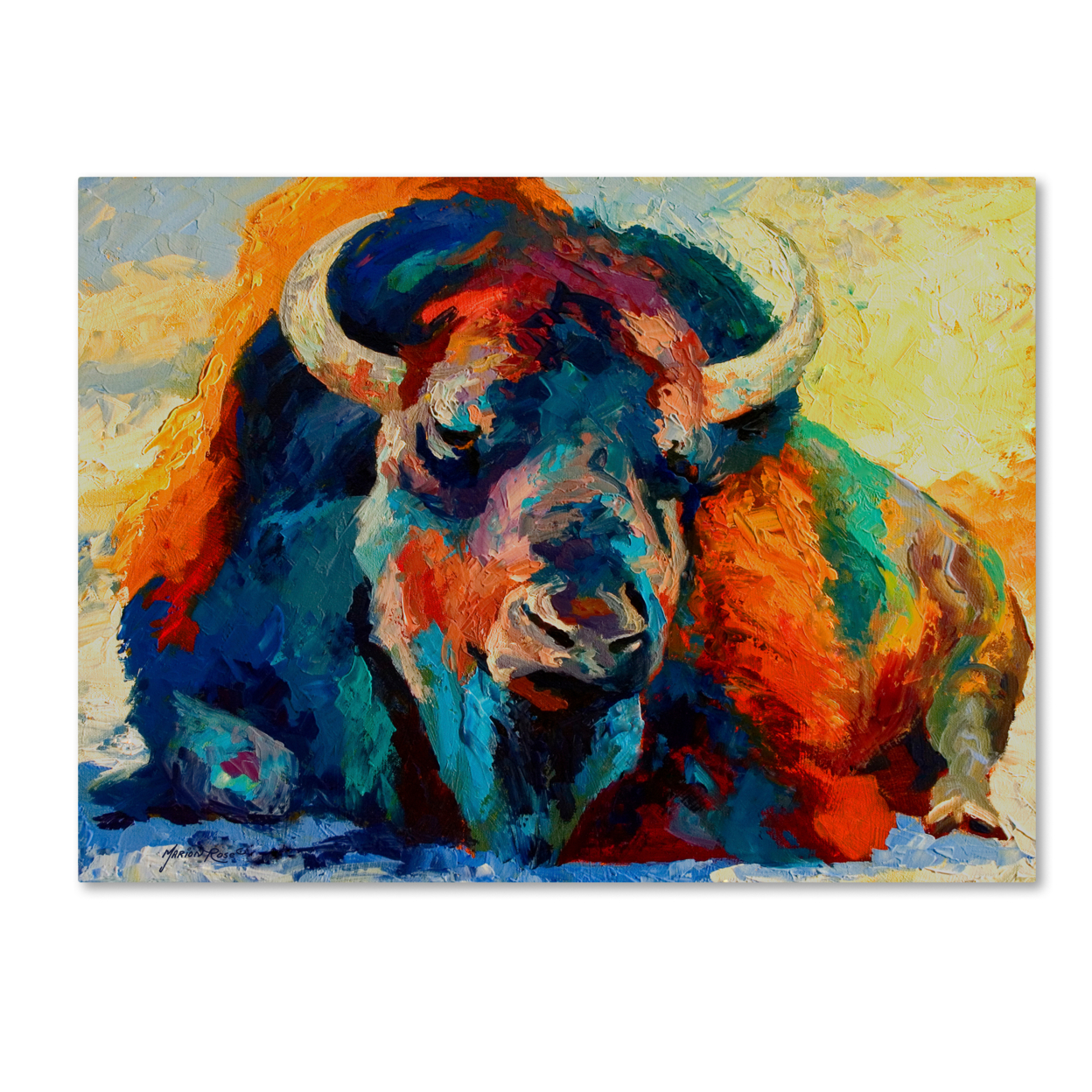 Marion Rose 'Winter Bison' Ready To Hang Canvas Art 24 X 32 Inches Made In USA