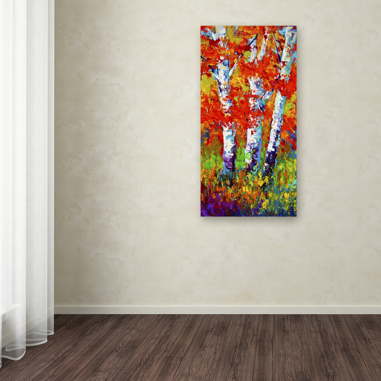 Marion Rose 'Birch Three' Ready To Hang Canvas Art 24 X 47 Inches Made In USA