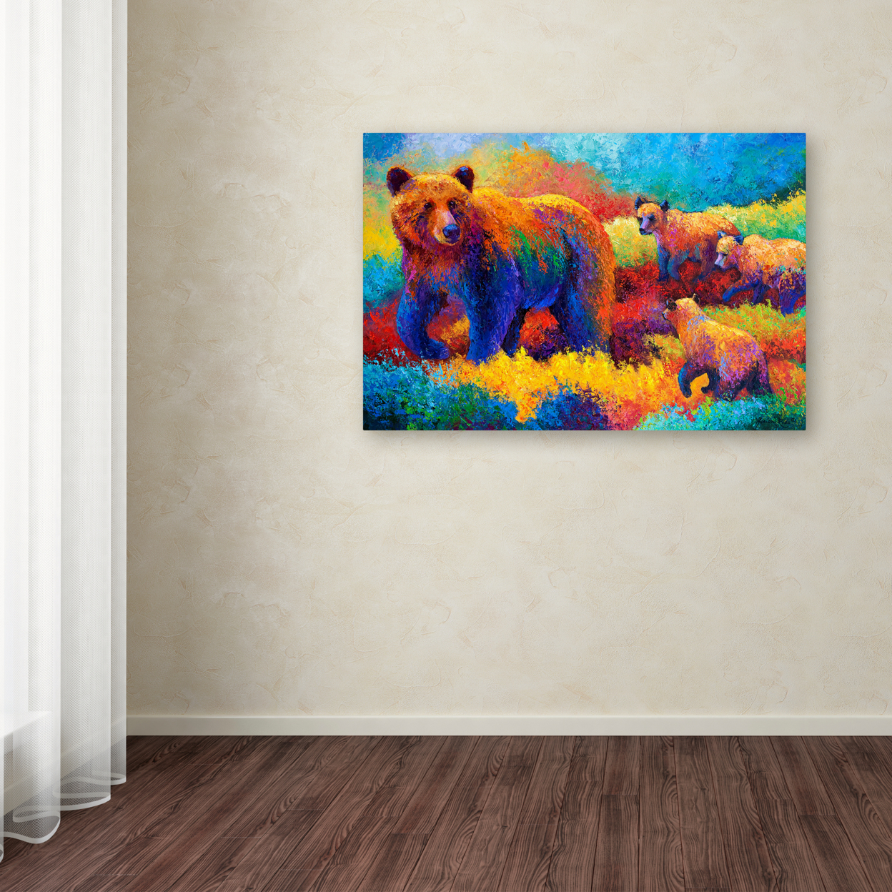Marion Rose 'Grizz Family' Ready To Hang Canvas Art 30 X 47 Inches Made In USA