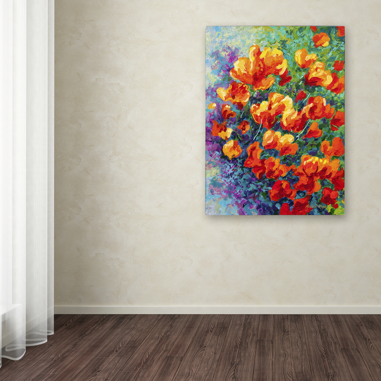Marion Rose 'Cal Poppies' Ready To Hang Canvas Art 35 X 47 Inches Made In USA