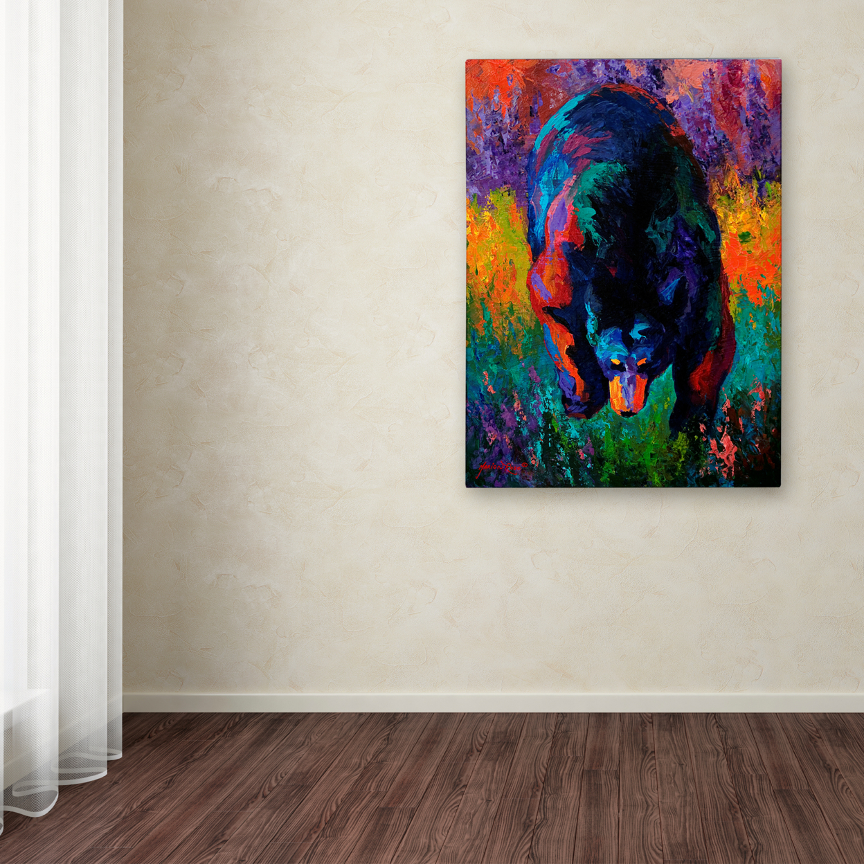 Marion Rose 'Grounded Black Bear' Ready To Hang Canvas Art 35 X 47 Inches Made In USA
