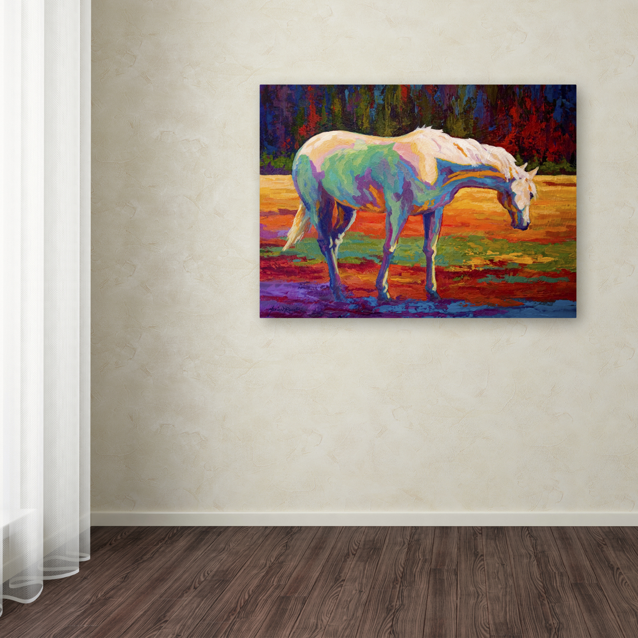 Marion Rose 'White MareII' Ready To Hang Canvas Art 35 X 47 Inches Made In USA