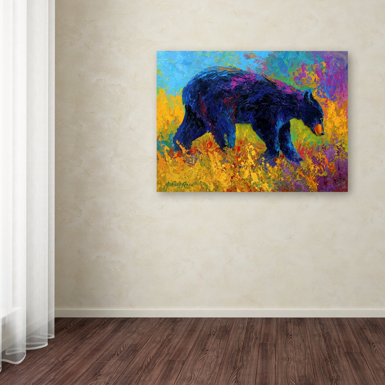 Marion Rose 'Young Restless II Black Bear Big' Ready To Hang Canvas Art 35 X 47 Inches Made In USA