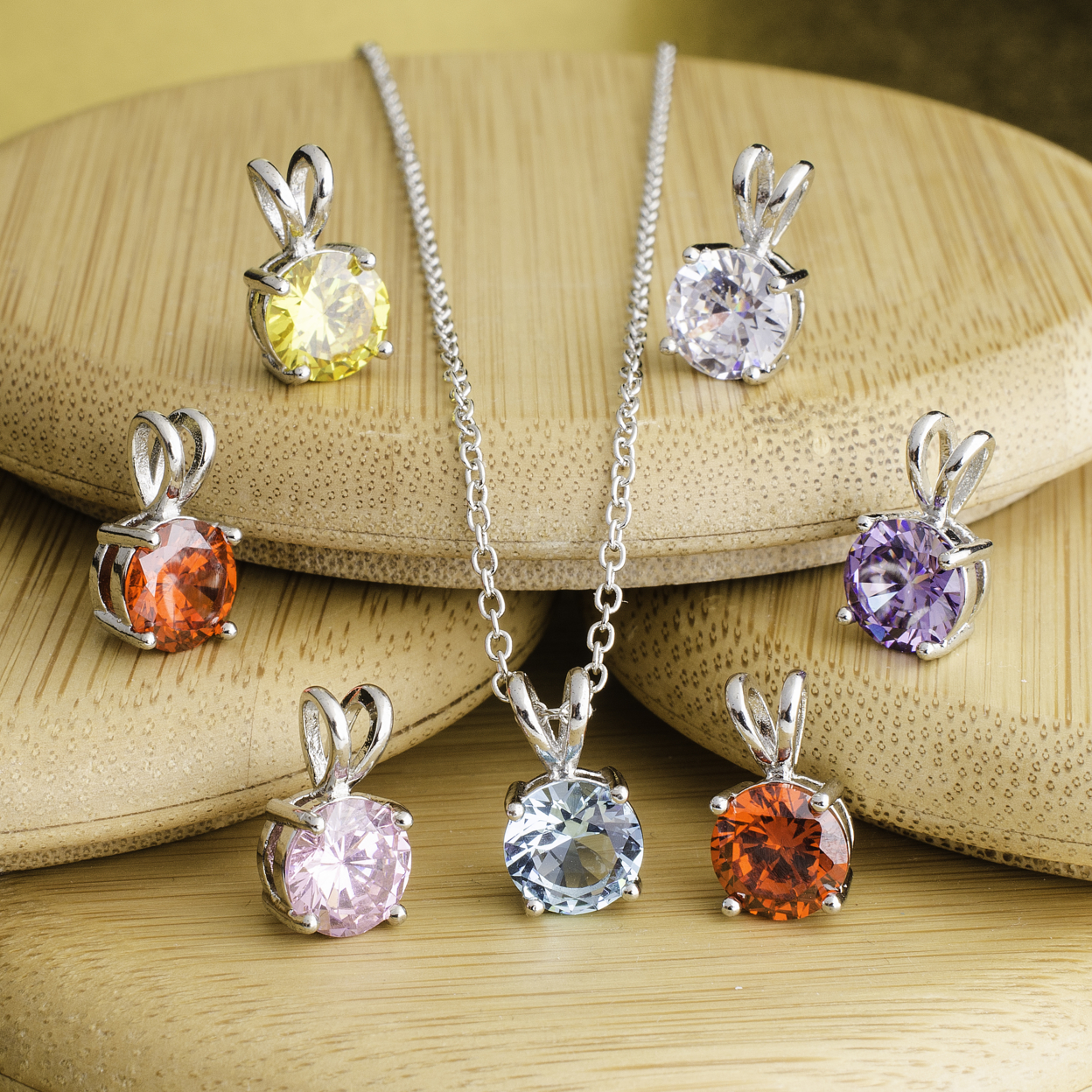 7 Pack Genuine Gemstone Drop Necklace Giftboxed