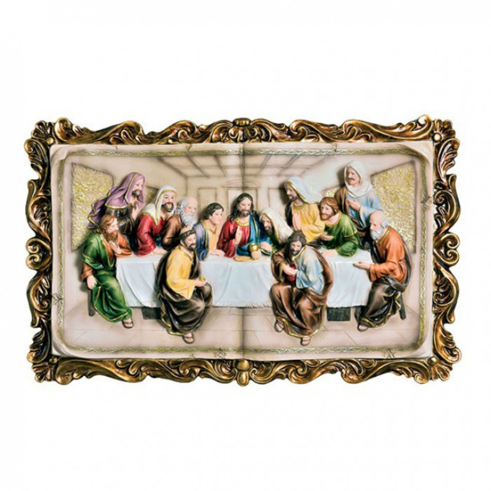 Homili Novelty Last Supper Plaque, Multicolor- Saltoro Sherpi