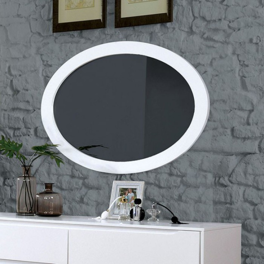 Lennart II White Oval Mirror- Saltoro Sherpi