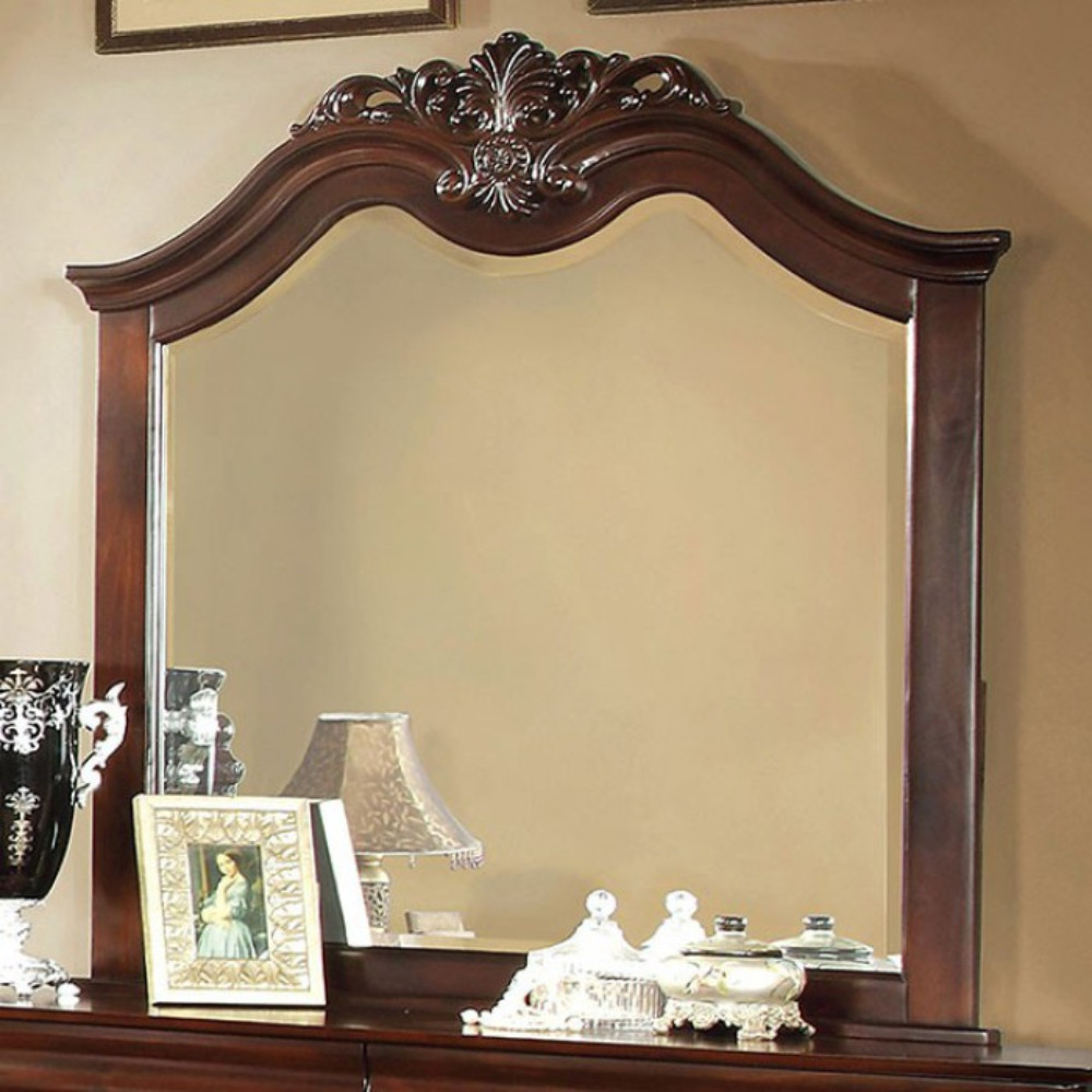 Mandura Luxurious Style Mirror , Cherry- Saltoro Sherpi