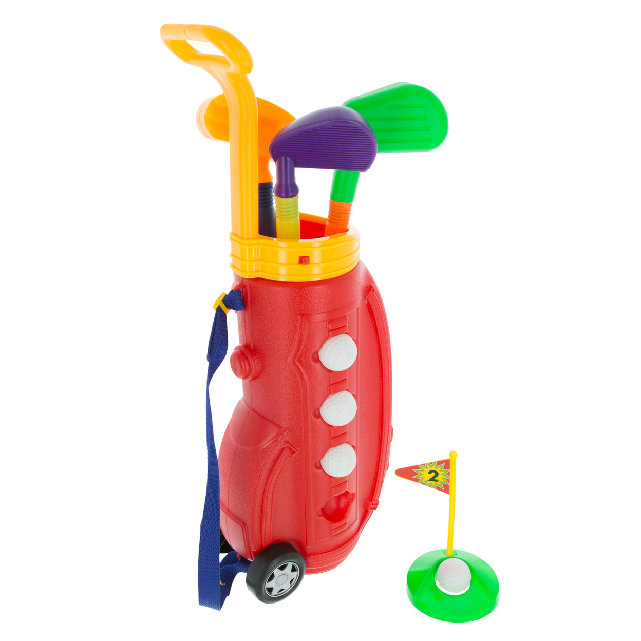 Toddler Toy Golf Club Play Set With Plastic Bag Wheels Clubs Putter Balls