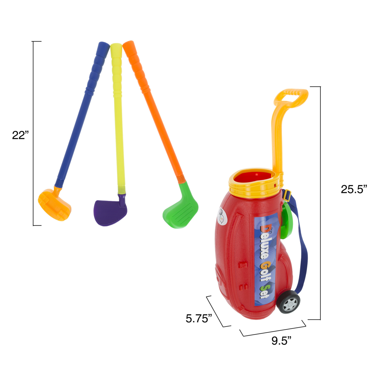 Toddler Toy Golf Club Play Set With Plastic Bag Wheels Clubs Putter Balls