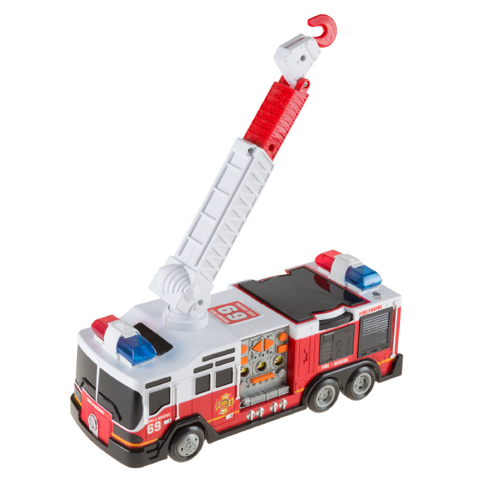 Toy Fire Truck With Ladder Battery Powered Bump And Go Lights Siren 3 AA For Toddlers Kids