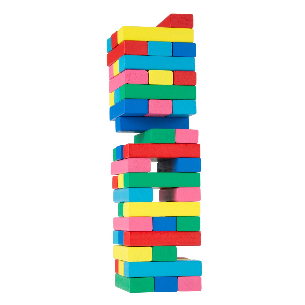 Classic Wooden Blocks Stacking Game With Colored Wood And Carrying Bag