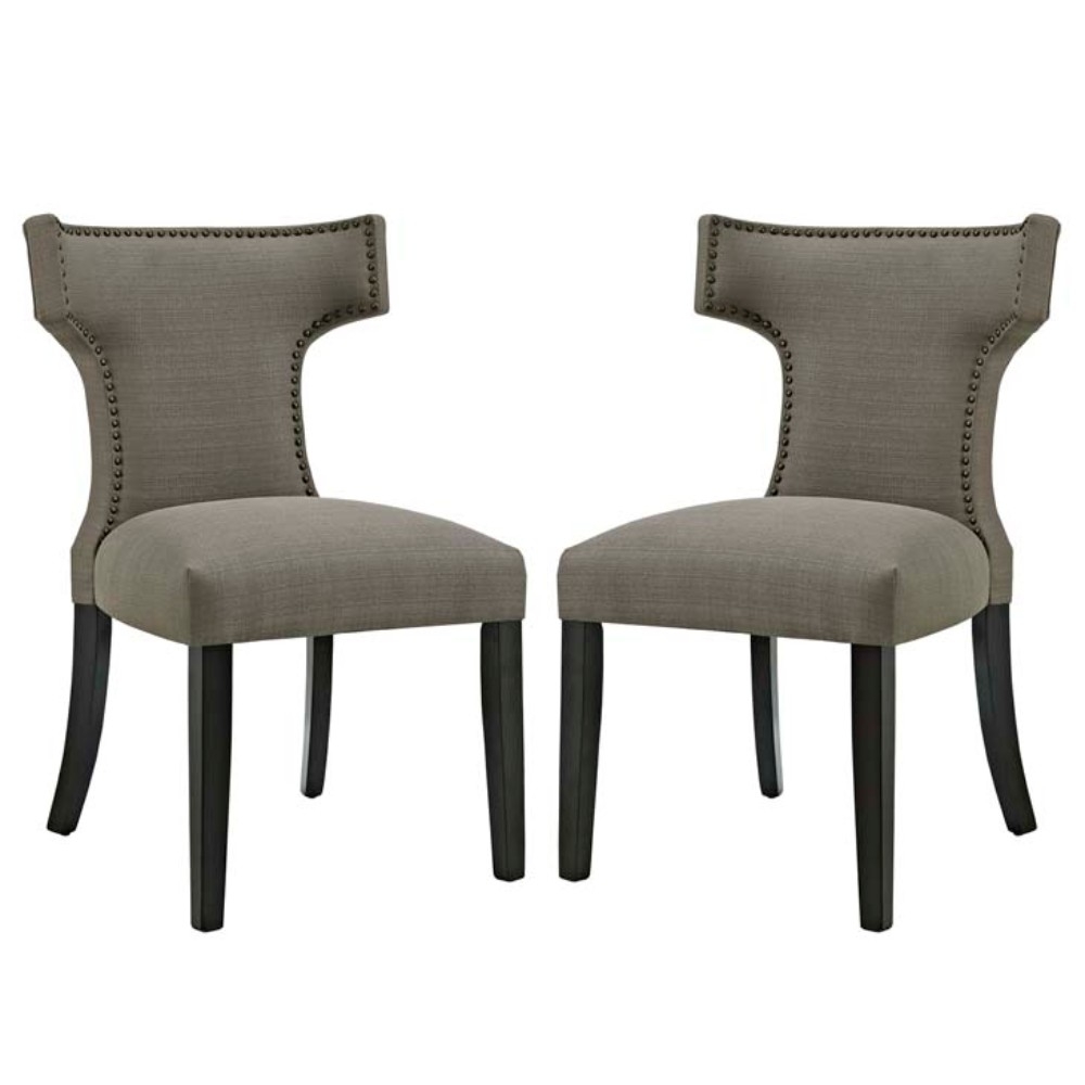 Curve Set Of 2 Fabric Dining Side Chair, Granite