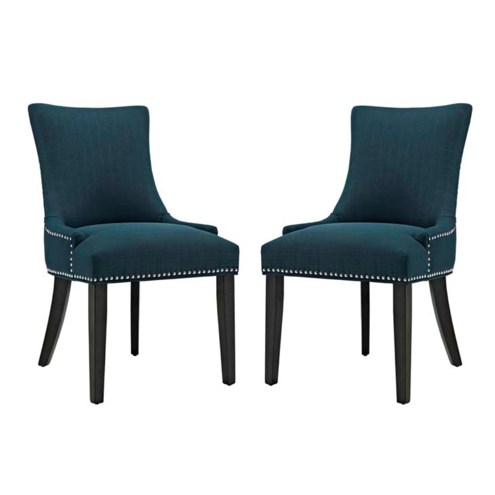 Marquis Set Of 2 Fabric Dining Side Chair, Azure