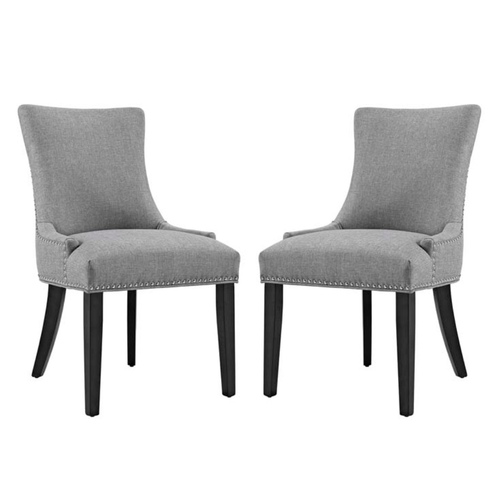 Marquis Set Of 2 Fabric Dining Side Chair, Light Gray
