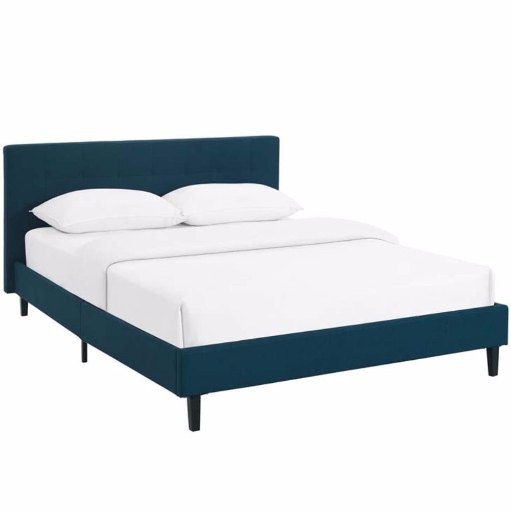 Linnea Queen Fabric Bed, Azure