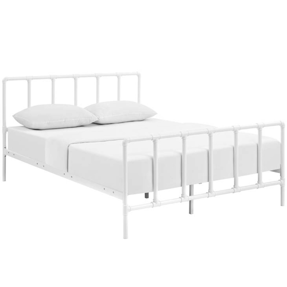 Dower Queen Stainless Steel Bed, White